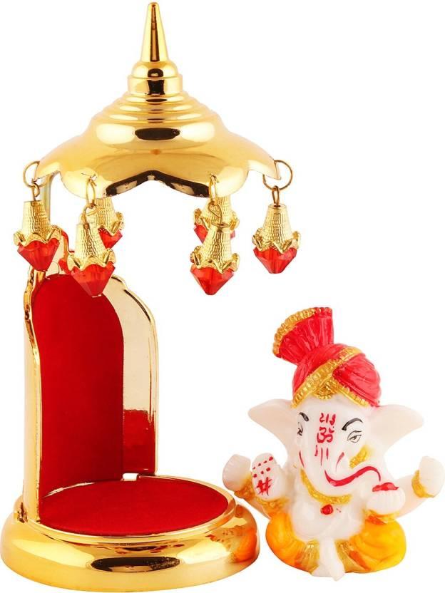 Lord Ganesha idols made of marble Decorative Showpiece - 14.986 cm  (Polyresin, Multicolor)